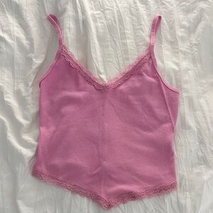 Hollister Pink Lace Trim Tank